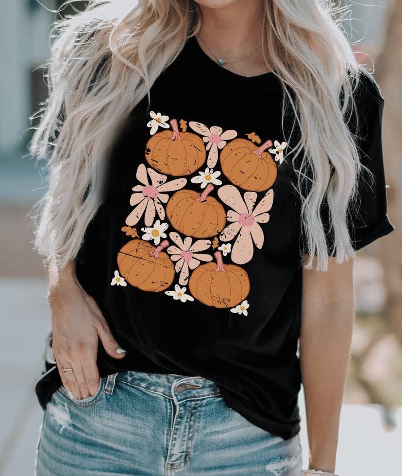 Pumpkin Floral Tee
