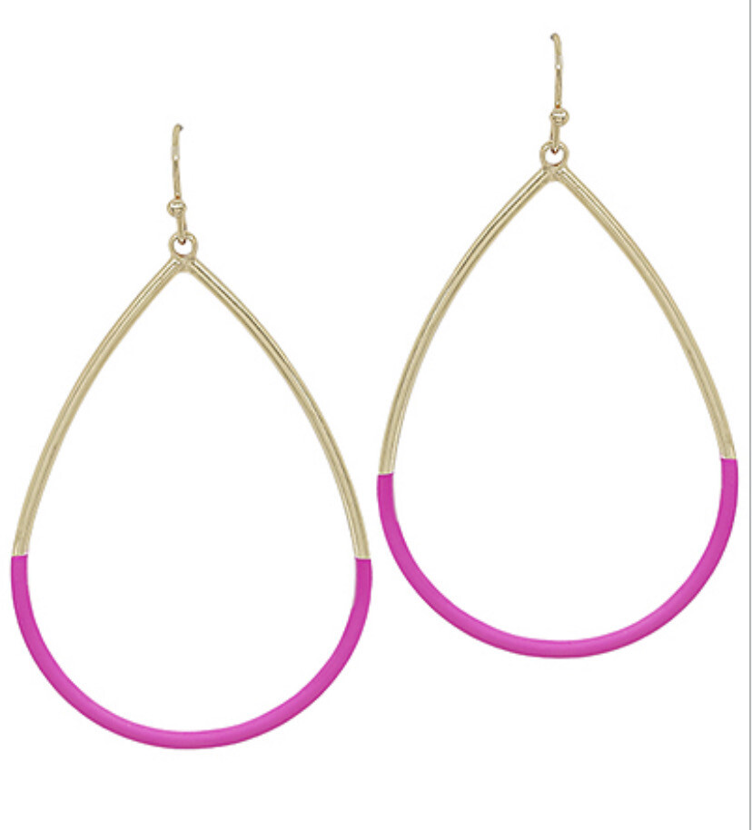 Hot Pink and Gold Earrings