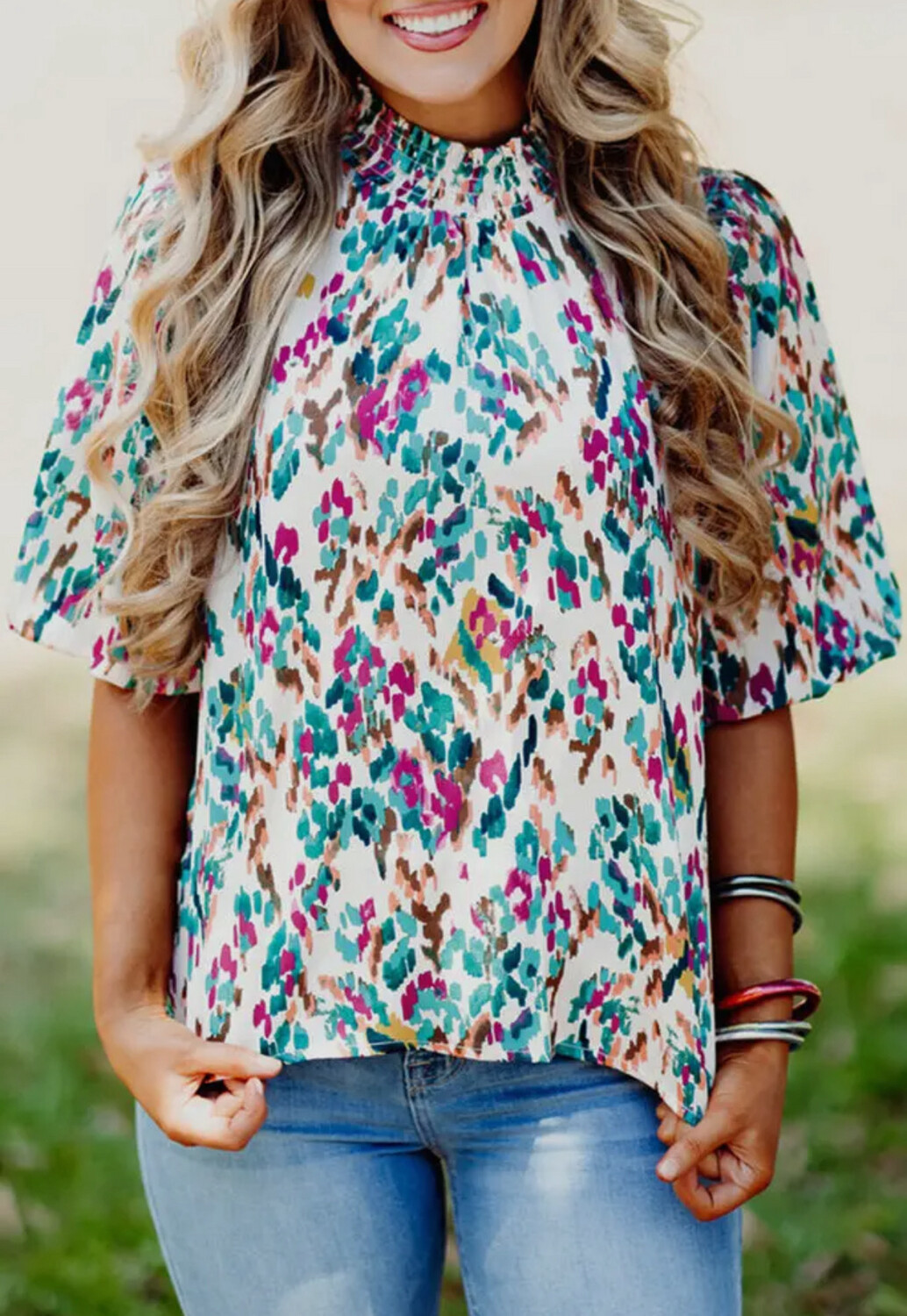 Abstract Woven Top