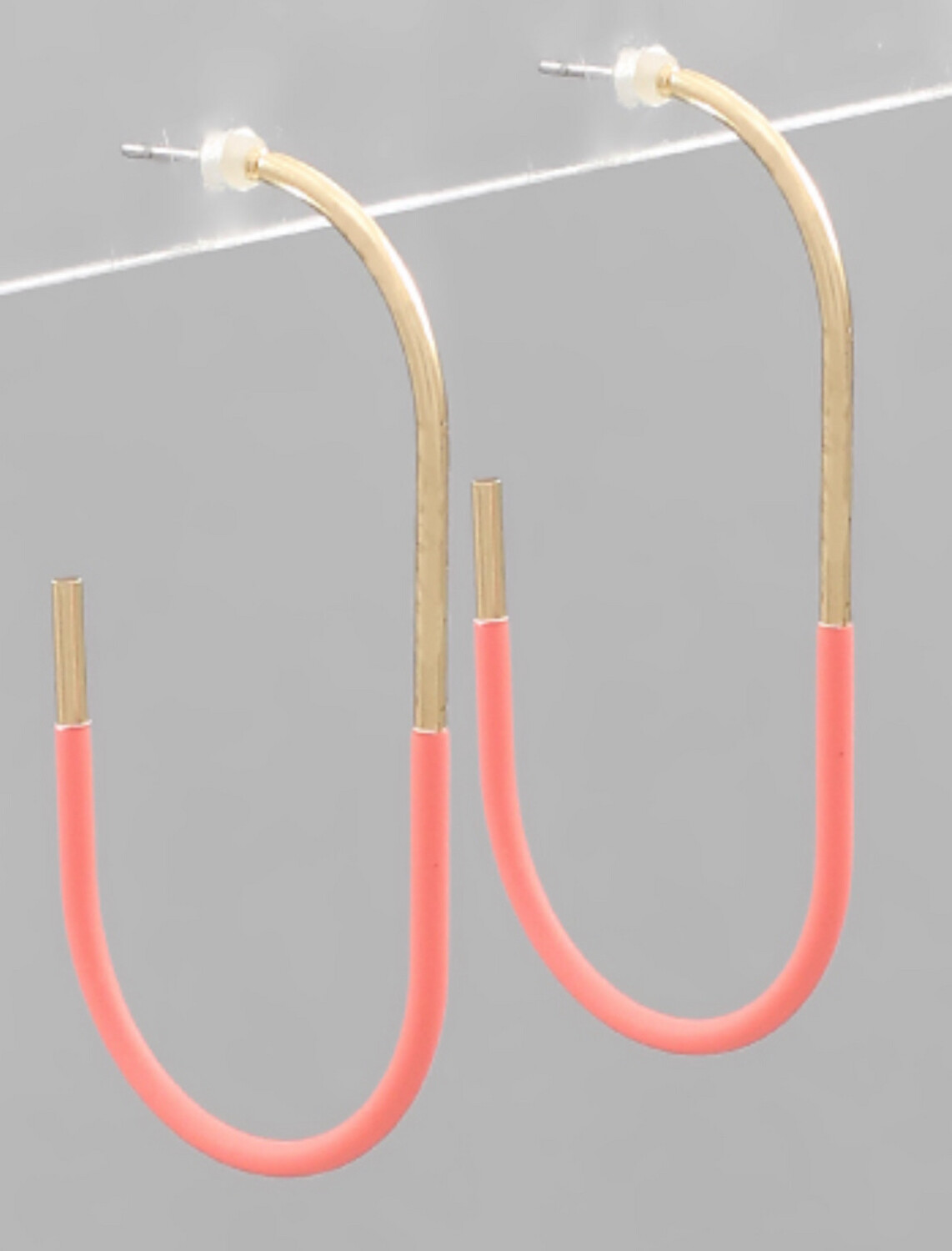 Coral And Gold Hoop Earrings