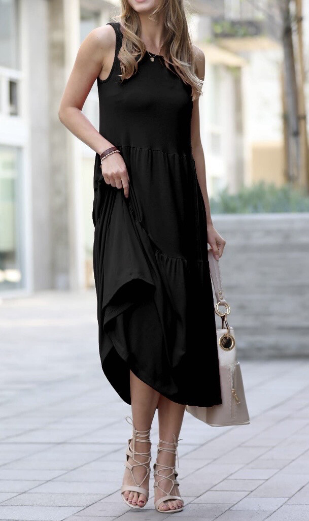 Black Tiered Maxi Dress