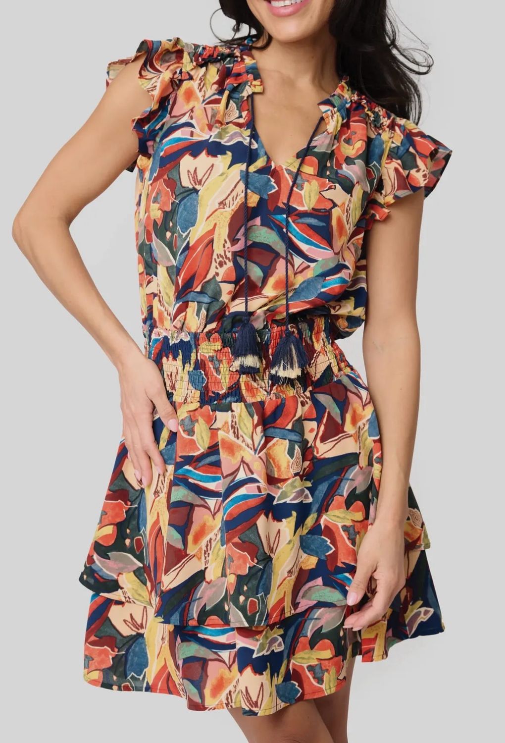 Tassels and Rouged Waist Dress