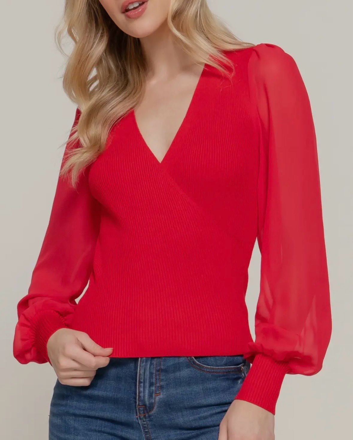 Red Surplice Top