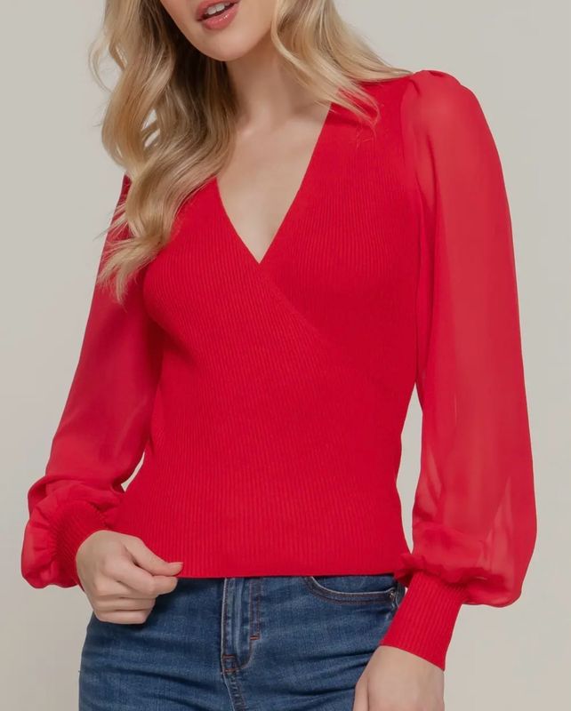 Red Surplice Top