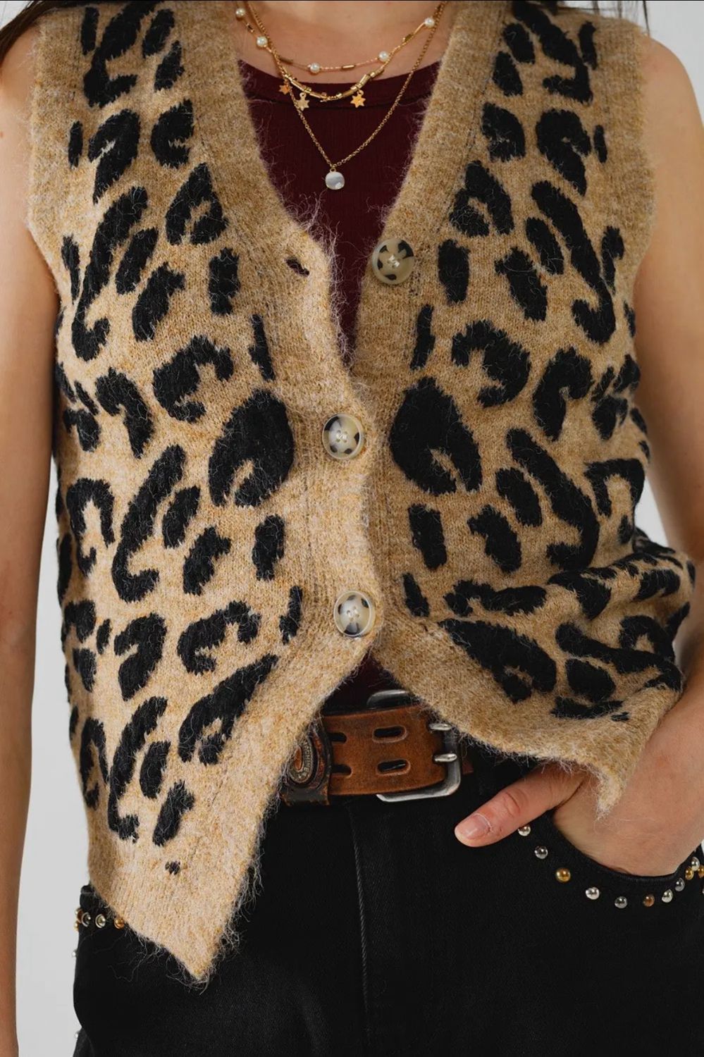Leopard Sweater Vest