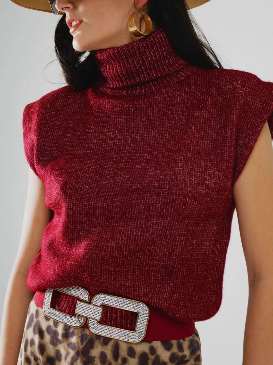 Burgundy Turtleneck Top