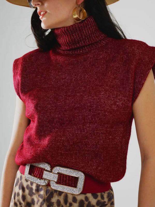 Burgundy Turtleneck Top