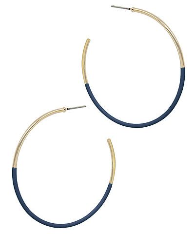 Navy and Gold Hoop Earrings