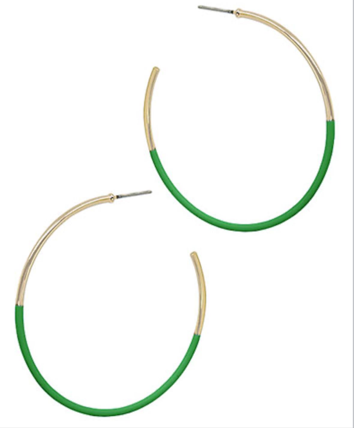 Green and Gold Hoop Earrings