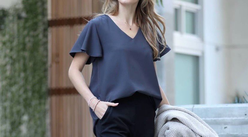 Charcoal Grey Woven Top