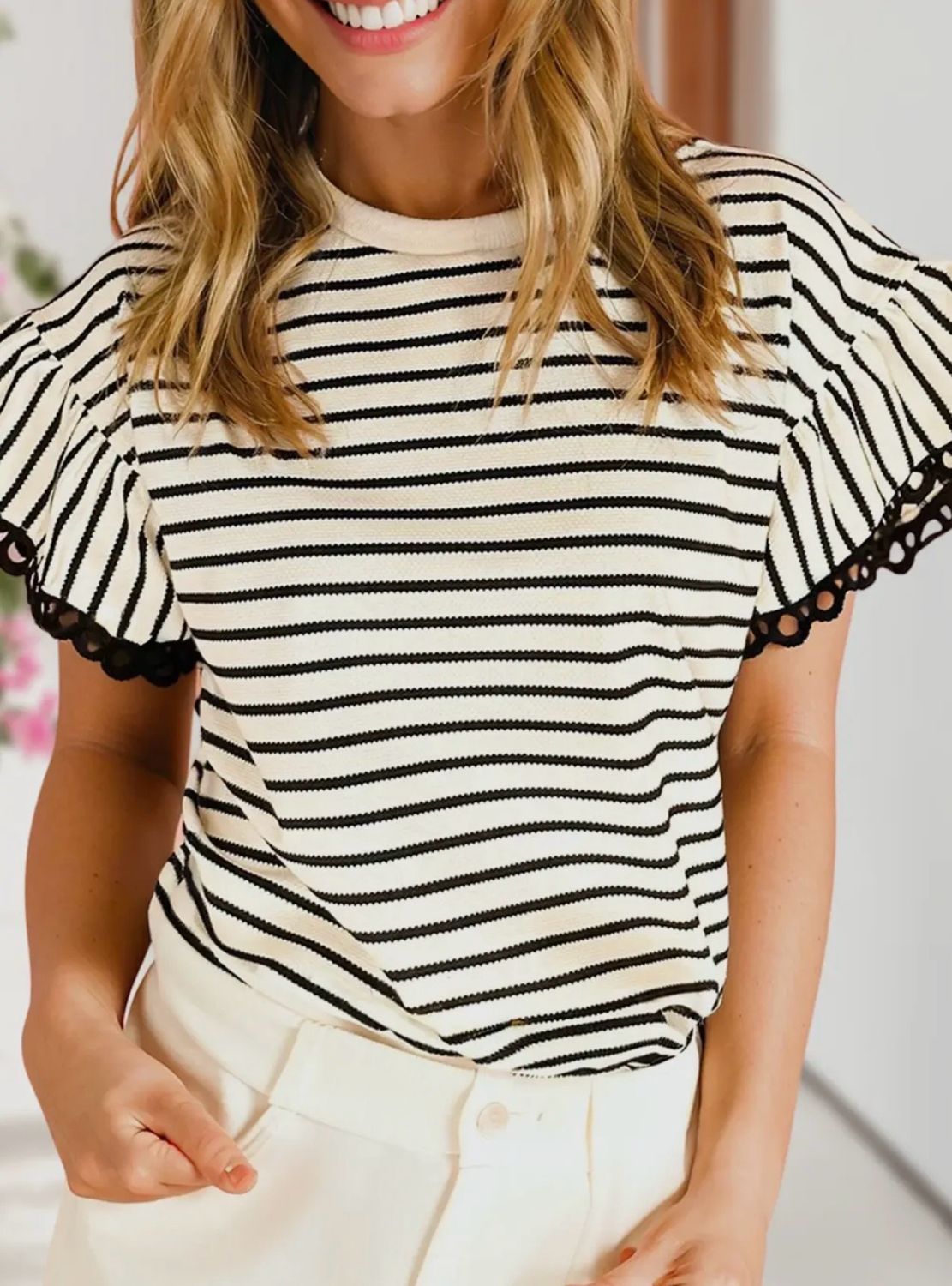 Black and Cream Knit Top