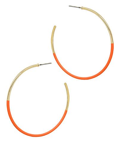 Gold and Orange Hoop Earrings