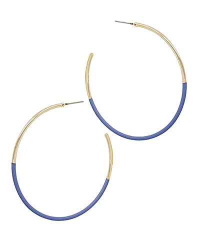 Gold and Blue Hoop Earrings