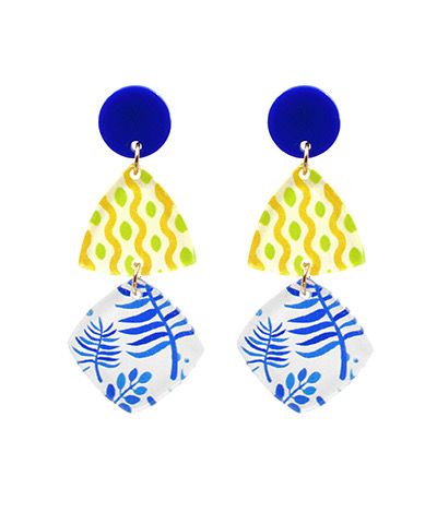 Blue and Yellow Earrings