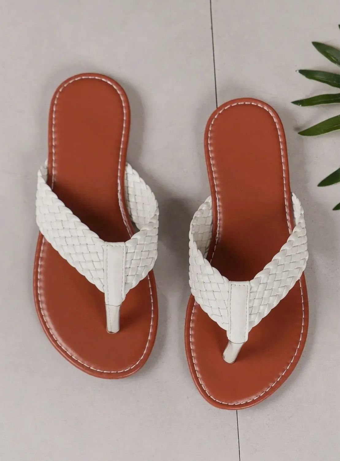 White Braided Flip Flops