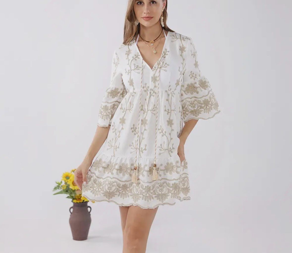 Boho Gold Tunic Dress