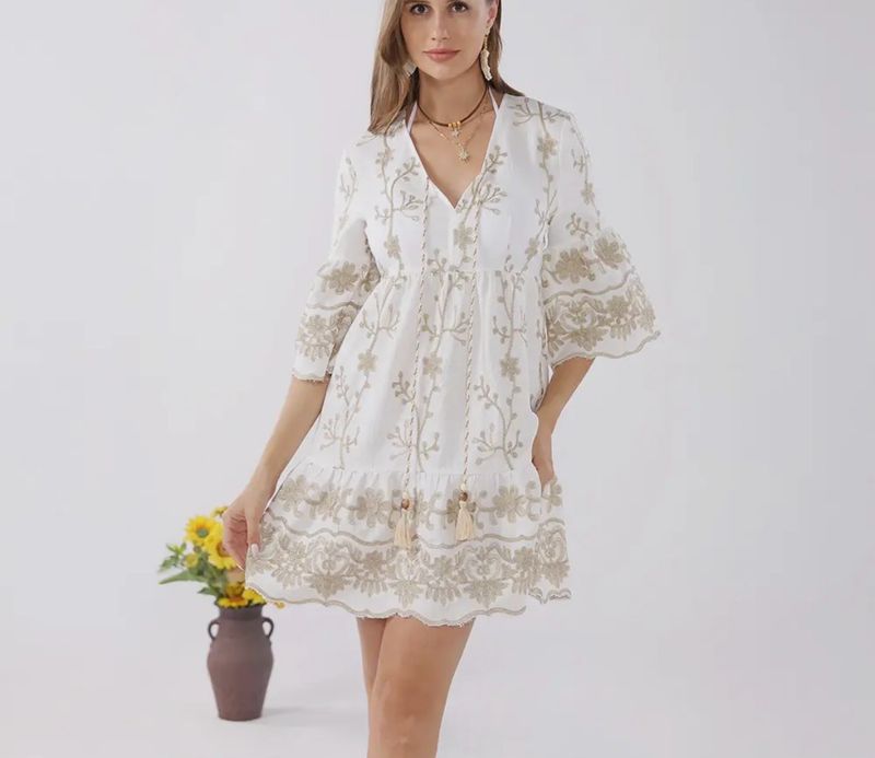 Boho Gold Tunic Dress