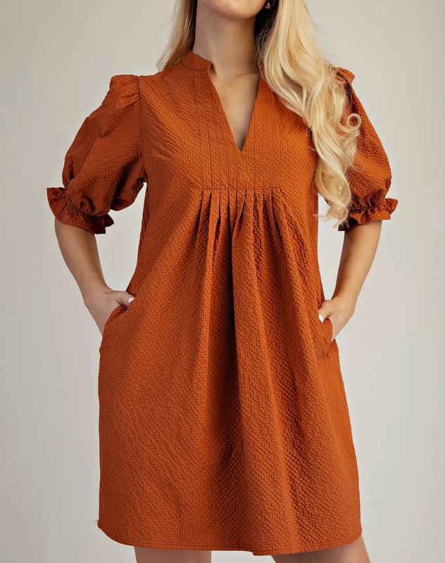 Rust Dress With Pockets