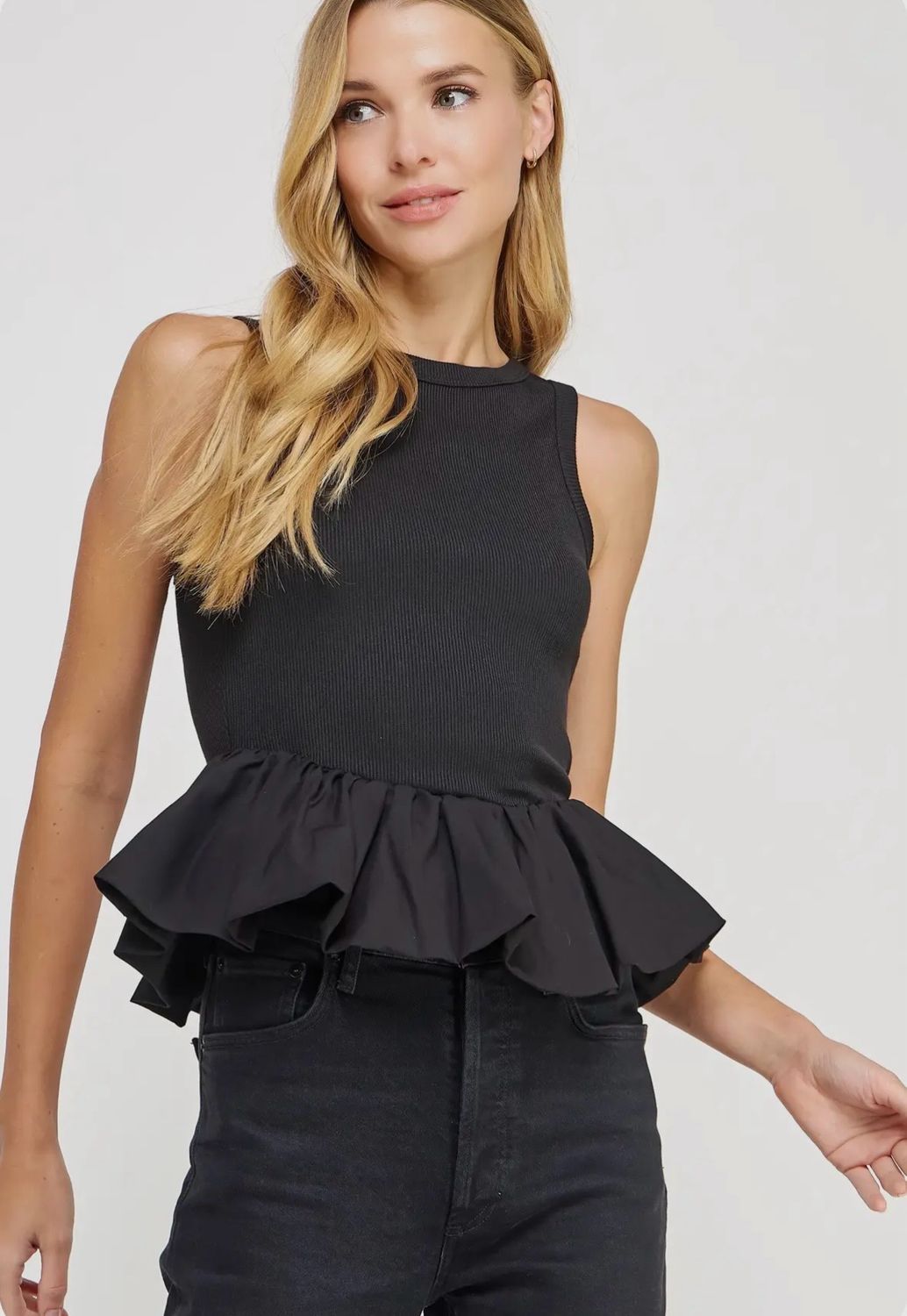 Black Tank with Ruffle