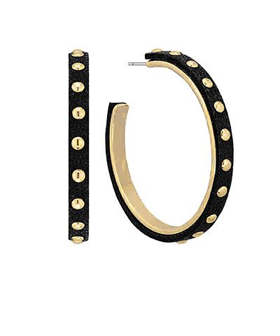 Black Studded Hoop Earrings