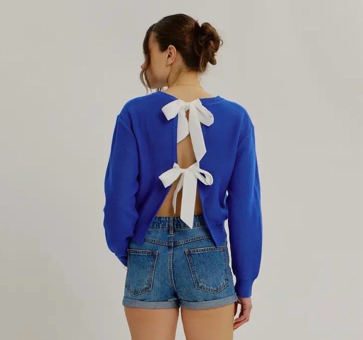 Blue Sweater with Bows