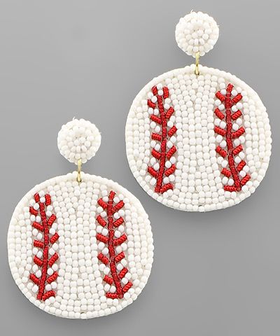 Beaded Baseball Earrings