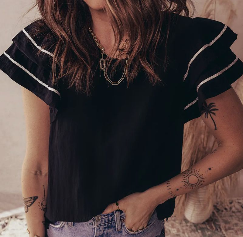 Black Ruffle Top