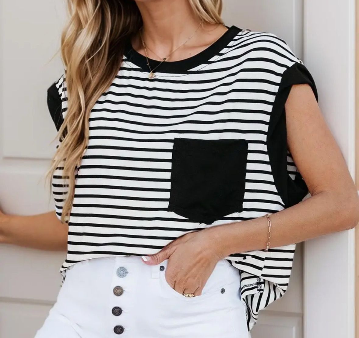 Black and White Knit Top
