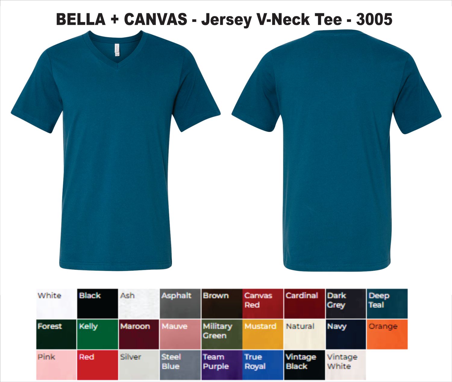 A-BELLA + CANVAS - Jersey V-Neck Tee - 3005 DTF CUSTOM PRINTED UNISEX