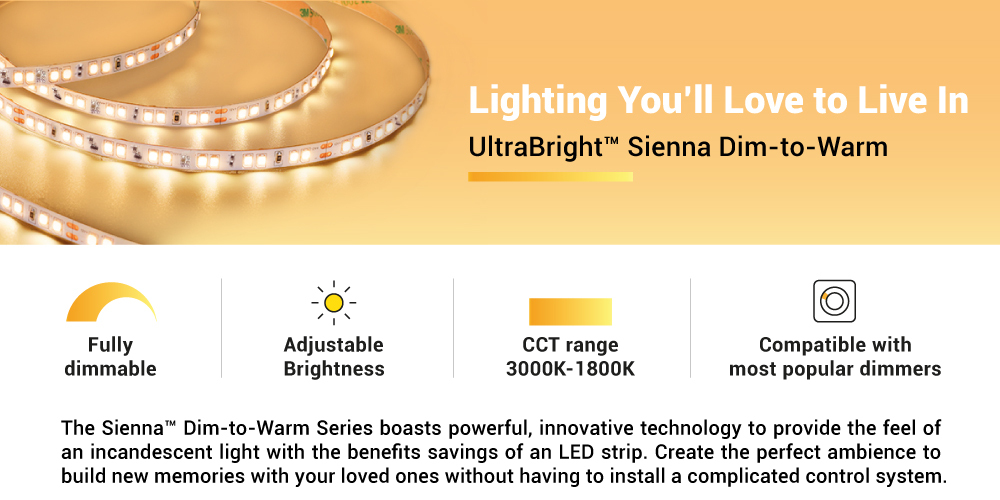 UltraBright Sienna Dim to Warm Series LED Strip Light