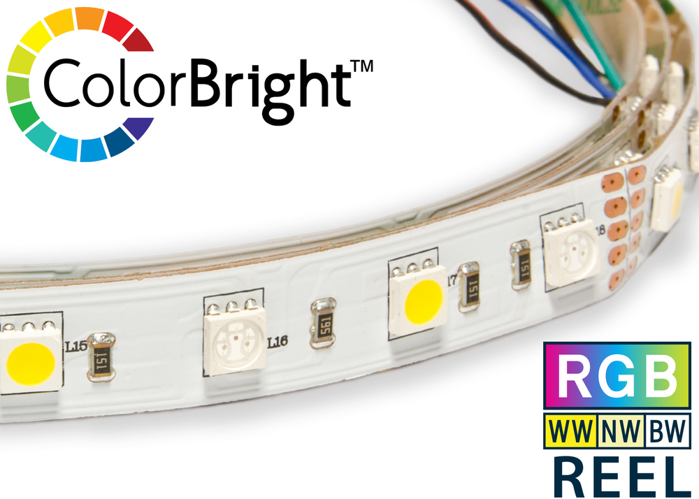 ColorBright™ Color Changing + White LED Strip Light-24V - by the 5m reel