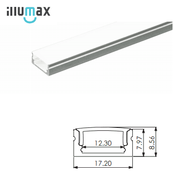 ULLTRALIGHT EXLP03 LINEAR PROFILE EXTRUSION WITH DIFFUSER 2.0MTR CLEAR ANODISED