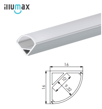 ULLTRALIGHT EXCR01 LINEAR CORNER PROFILE EXTRUSION WITH DIFFUSER 2.0MTR CLEAR ANODISED