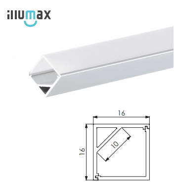 ULLTRALIGHT EXCR02 LINEAR CORNER PROFILE EXTRUSION WITH DIFFUSER 2.0MTR CLEAR ANODISED