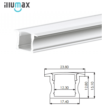 ULLTRALIGHT EXRS01 LINEAR RECESSED PROFILE EXTRUSION WITH DIFFUSER 2.0MTR CLEAR ANODISED