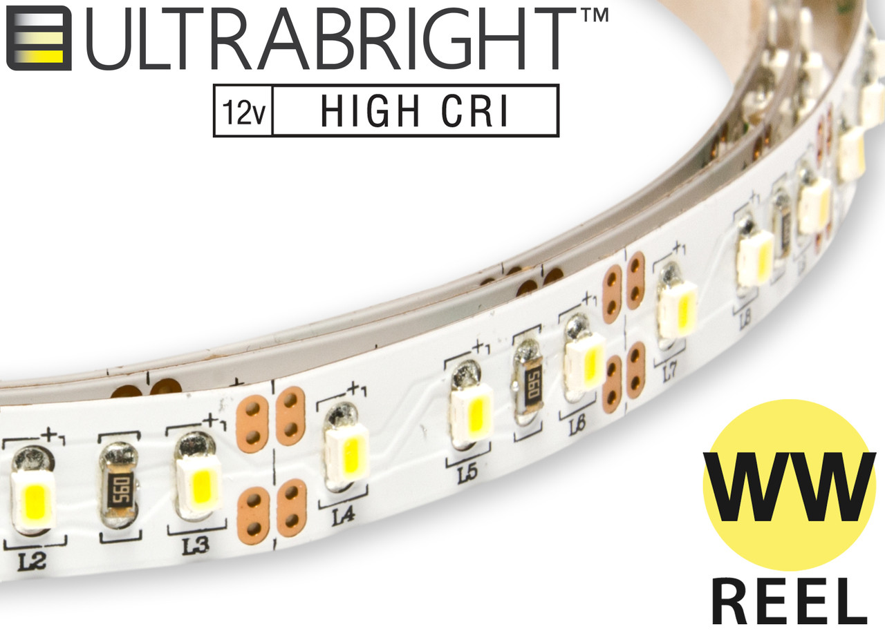 UltraBright™ High CRI (93+) Series Warm White LED Strip Light - 5 M reel