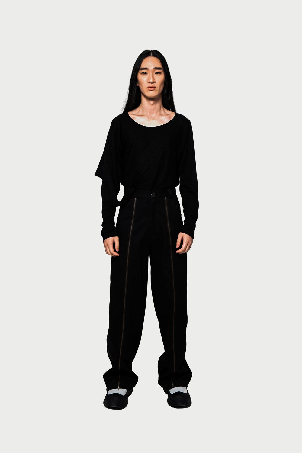 THE ORDINARY ZIPPER WIDE TROUSERS