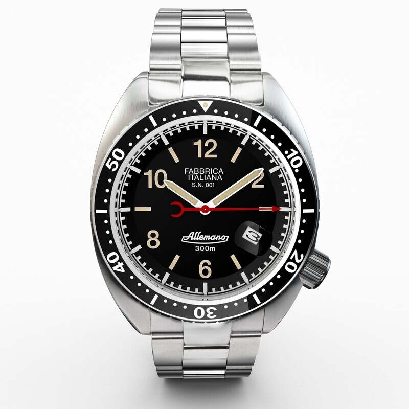Allemano Men's '1973 SHARK' Black Dial Stainless Steel Bracelet Automatic Watch SH-A-1973-P-N