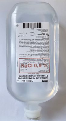 1 litre Normal Saline Solution 0.9% NaCl IV drip bottle ready for use from Vitality Vitamin Vials