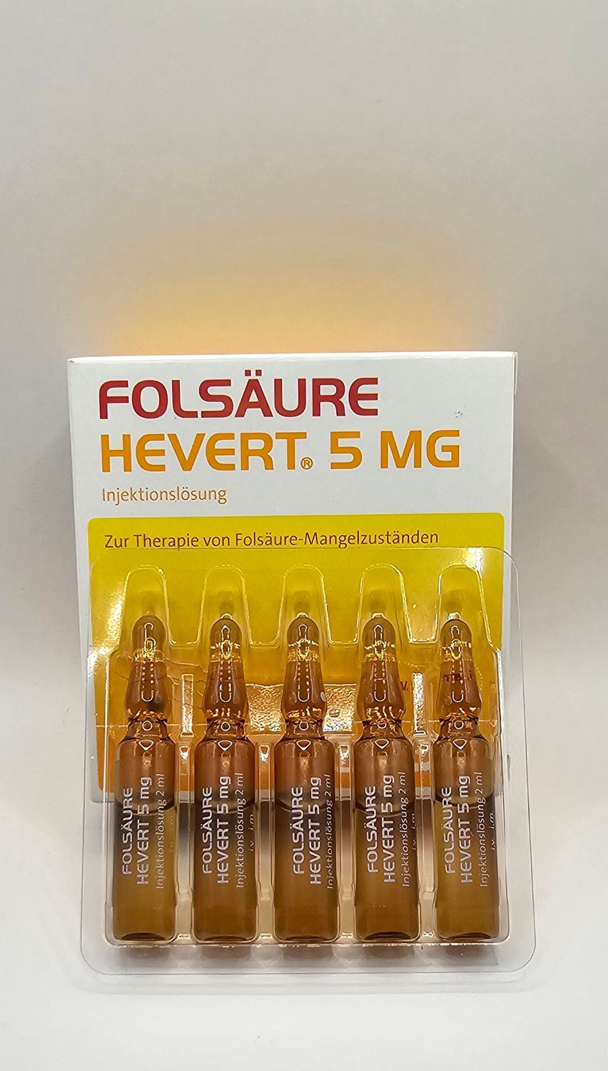 5mg Folate box with five ampoules from Vitality Vitamin Vials
