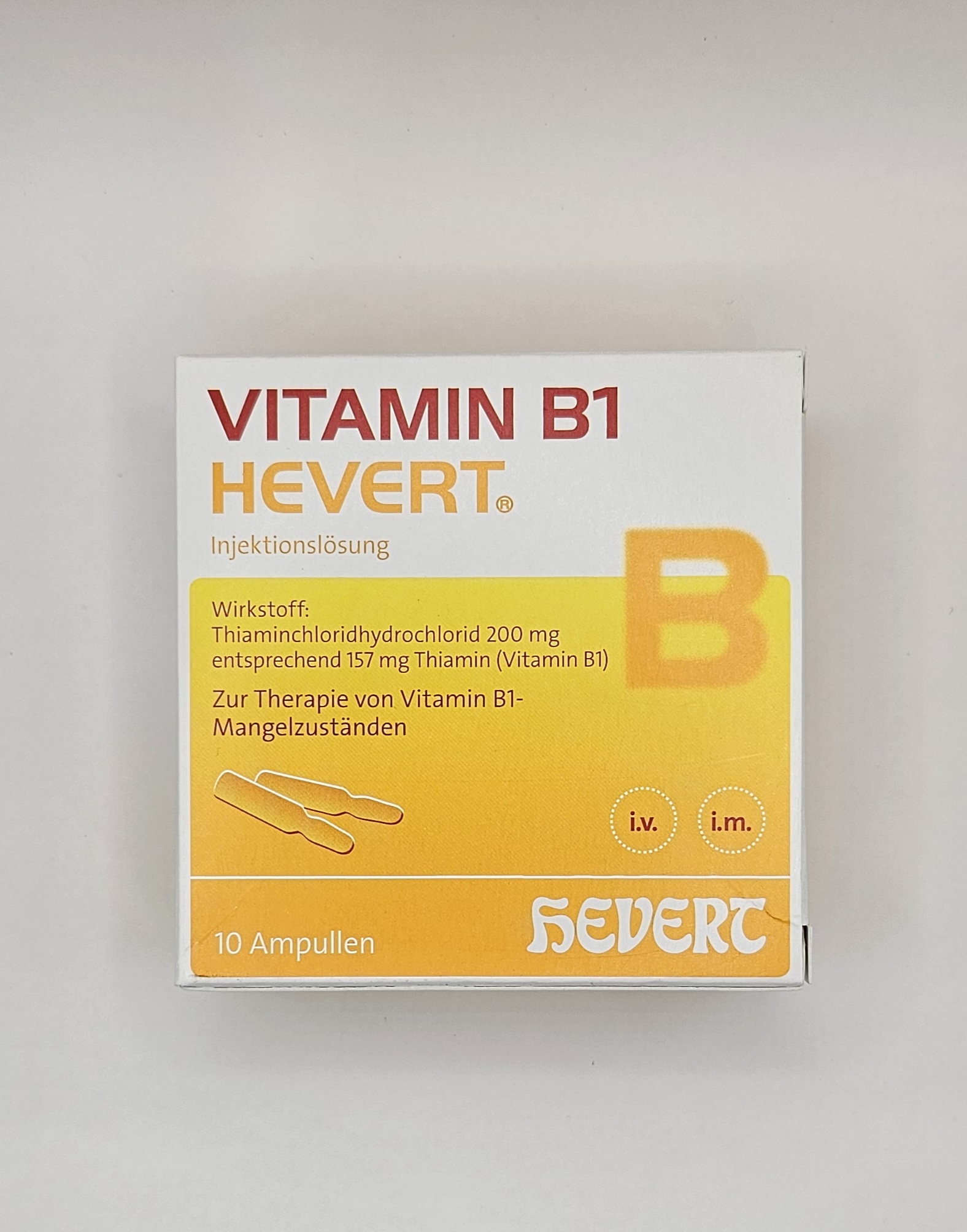 Thiamine Vitamin B1 Thiamine box with five ampoules from Vitality Vitamin Vials