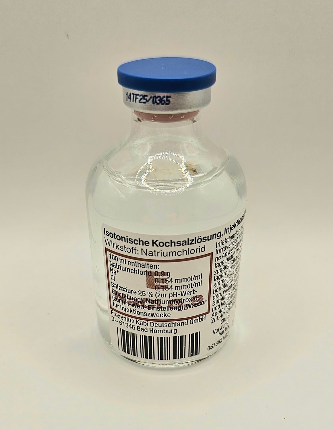 50ml glass vial of Normal Saline Solution 0.9% from Vitality Vitamin Vials