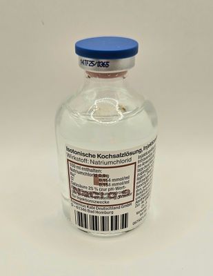 50ml glass vial of Normal Saline Solution 0.9% from Vitality Vitamin Vials