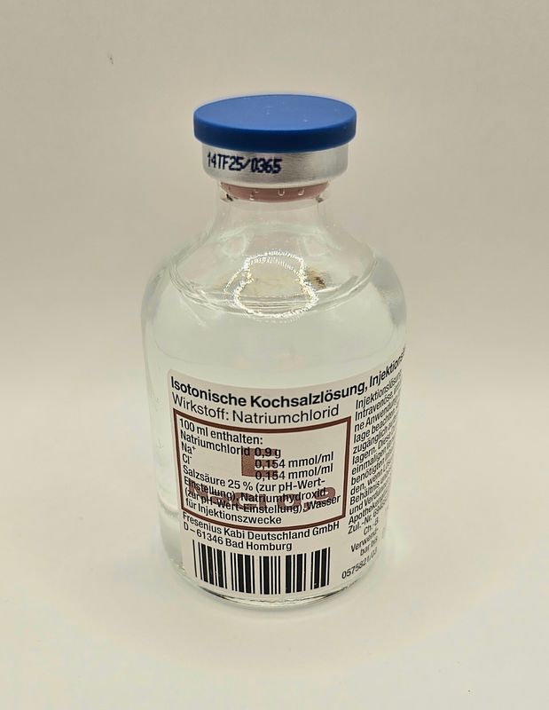 50ml glass vial of Normal Saline Solution 0.9% from Vitality Vitamin Vials