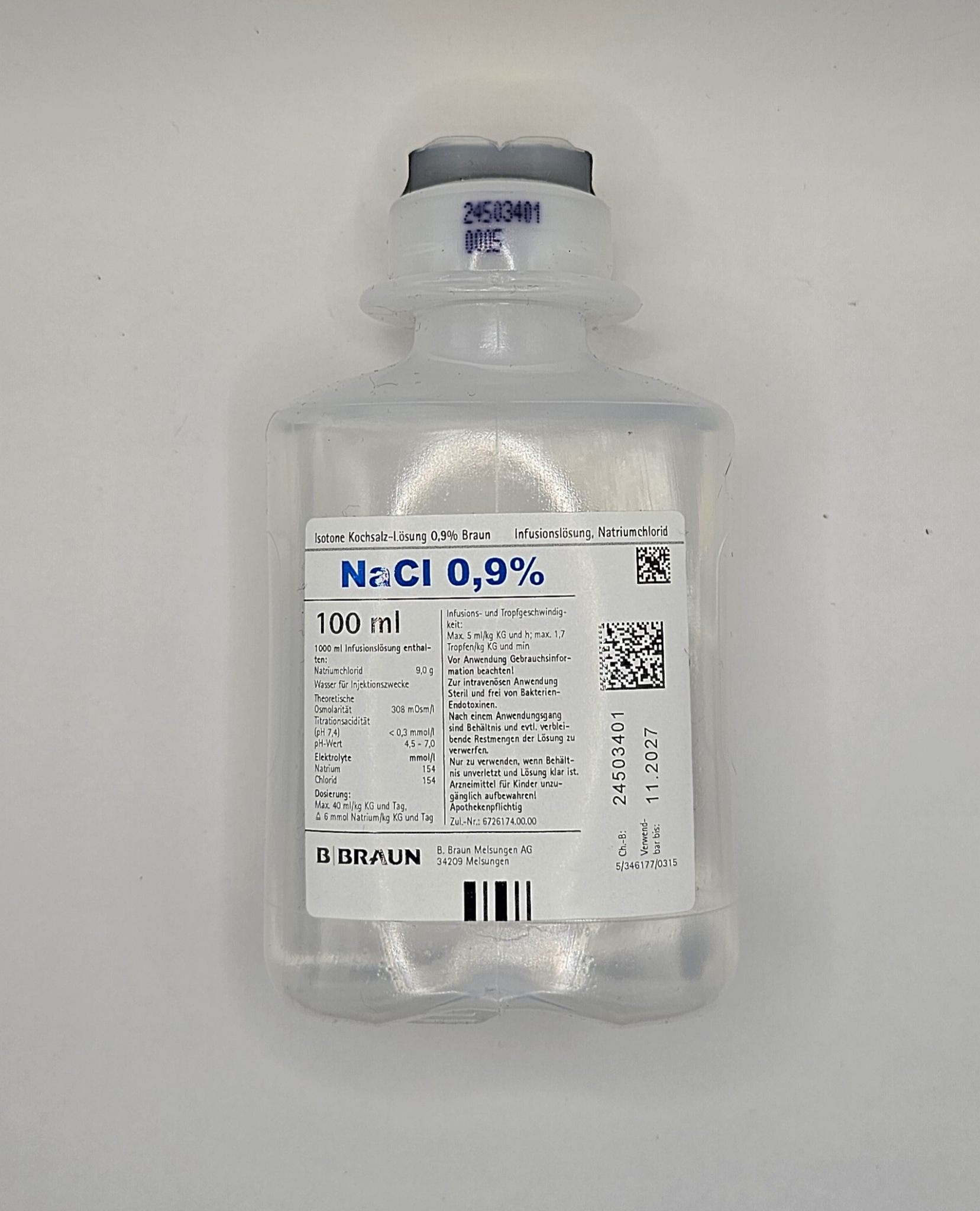 100ml sodium chloride sterile drip bottle from Vitality Vitamin Vials