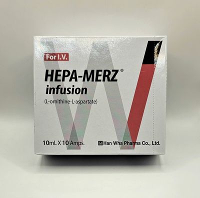 Hepa Merz 5g l-ornithine and l-aspartate (LOLA) 10ml Ampoules Hepa Merz Infusion box from Vitality Vitamin Vials