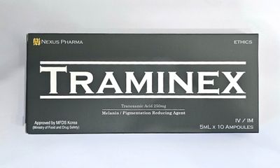 Traminex Tranexamic Acid front of box from Vitality Vitamin Vials
