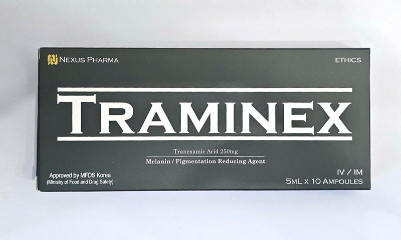 Traminex Tranexamic Acid front of box from Vitality Vitamin Vials