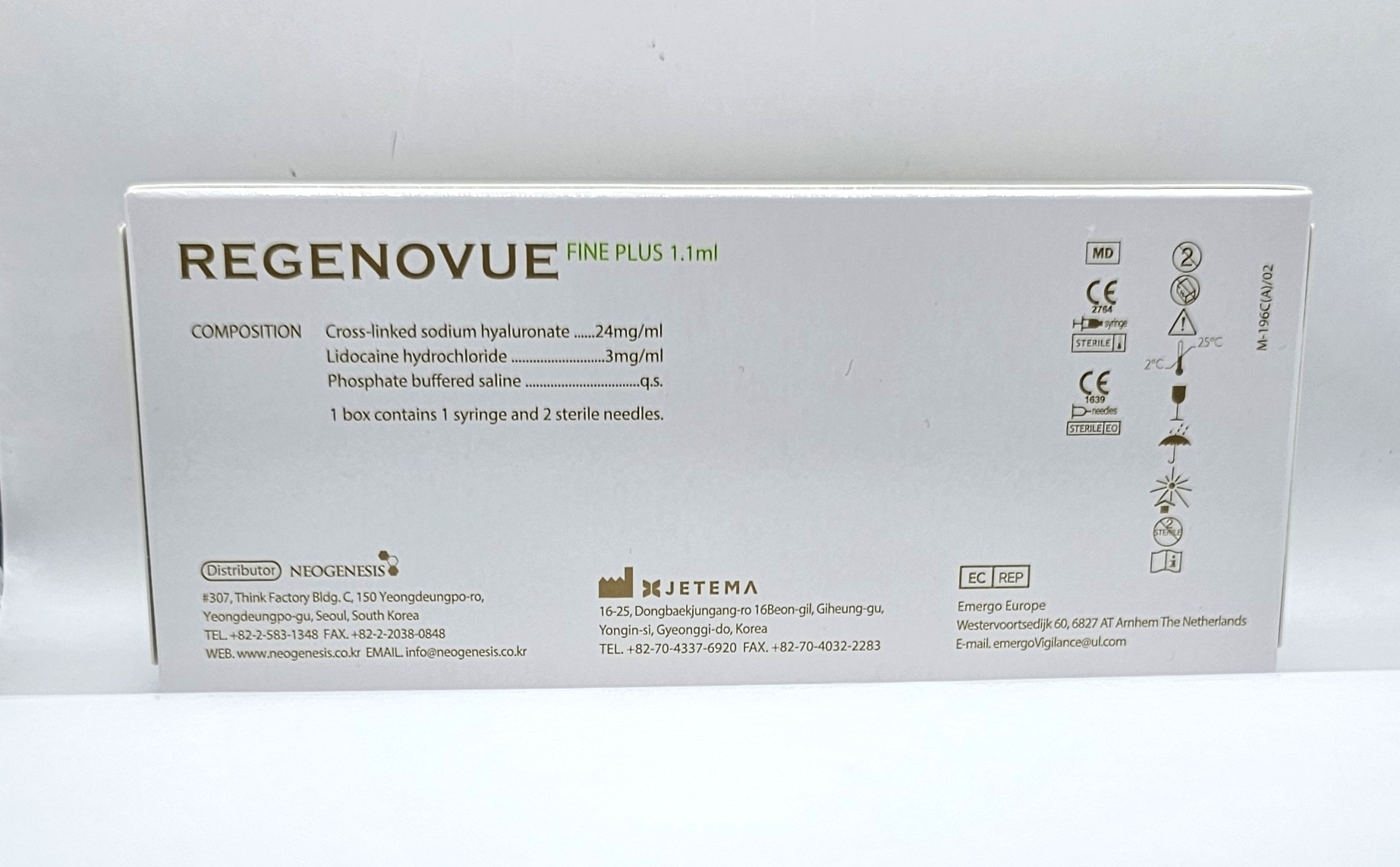 Regenovue Fine Plus front of box from Vitality Vitamin Vials