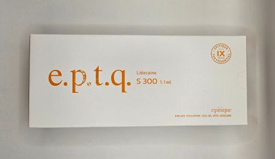 EPTQ S300 - 1 × 1.1ml Syringe with Lidocaine Front of EPTQ S300 dermal filler box from Vitality Vitamin Vials